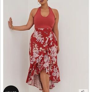 Torrid Floral Hi-Lo Ruffle Maxi Boho Skirt Cottage Core Feminine Contemporary